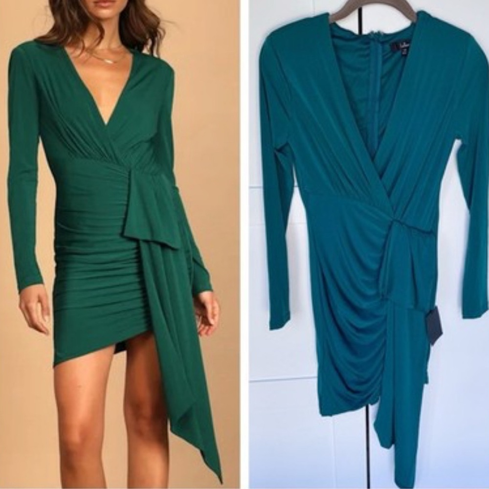 Lulu's‎ Emerald Asymmetrical Wrap Dress